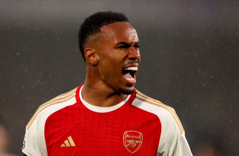 ARSENAL’S GABRIEL MAGALHAES CELEBRATES HIS SECOND-HALF GOAL AGAINST TOTTENHAM